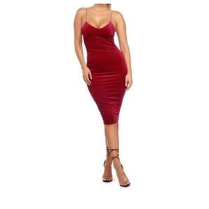 Necessary, clothing, red faux suede dress